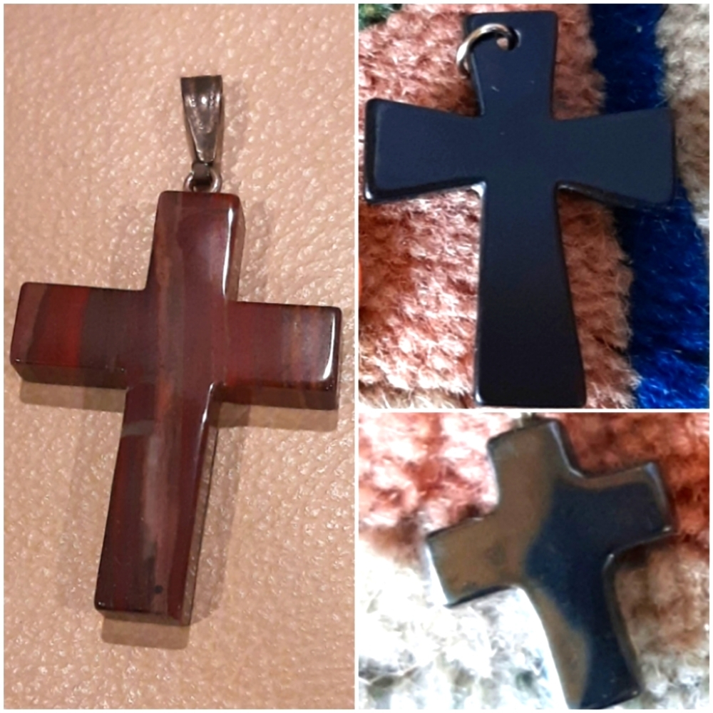 Three Stone Cross Pendants Charms